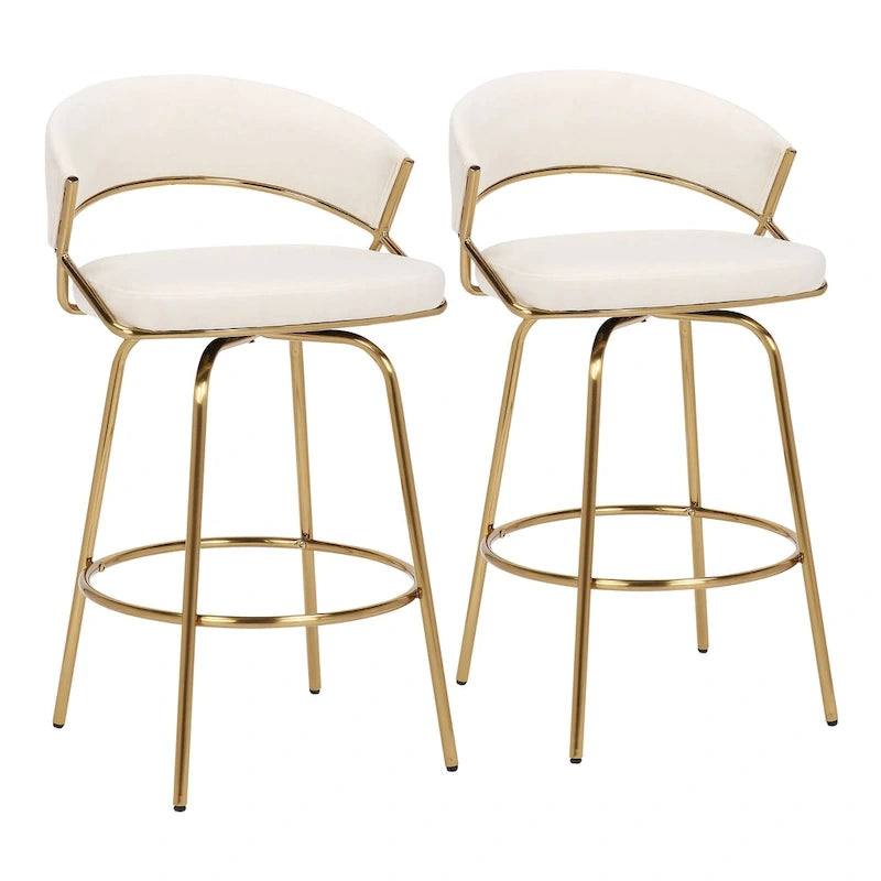 Silver Orchid Tatyana 26 Tabouret de comptoir rembourré avec pieds en métal (Lot de 2)