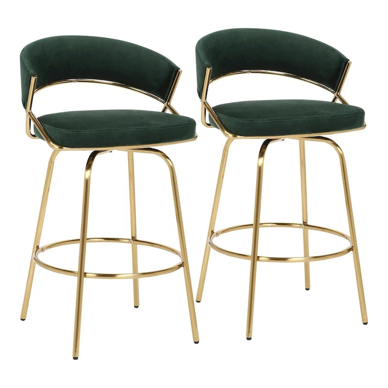 Silver Orchid Tatyana 26 Tabouret de comptoir rembourré avec pieds en métal (Lot de 2)