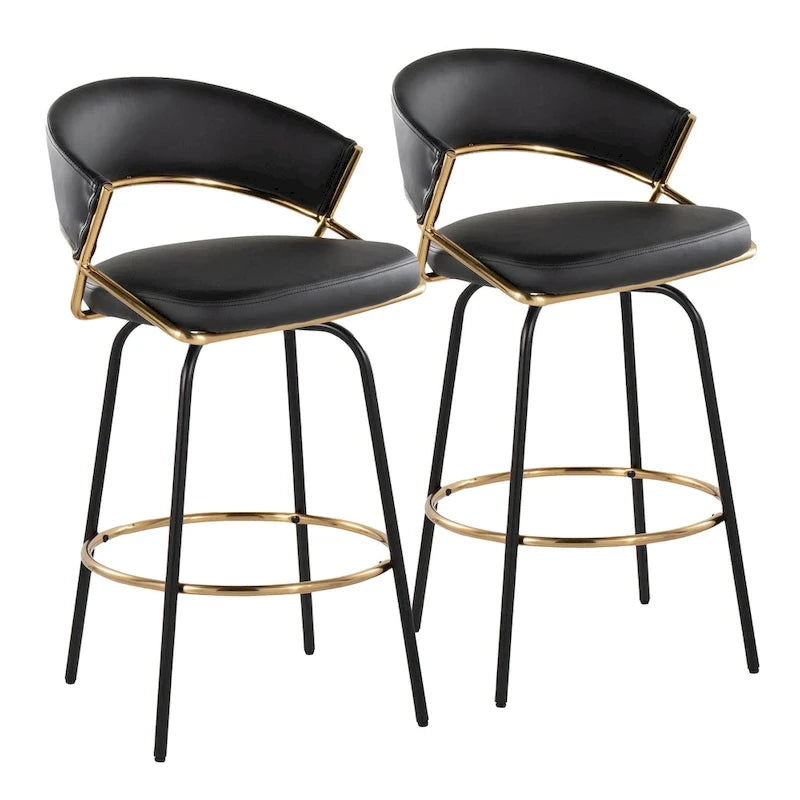 Silver Orchid Tatyana 26 Tabouret de comptoir rembourré avec pieds en métal (Lot de 2)