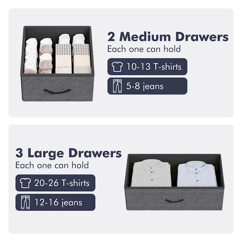 5 Drawers Dresser for Bedroom with Shelf