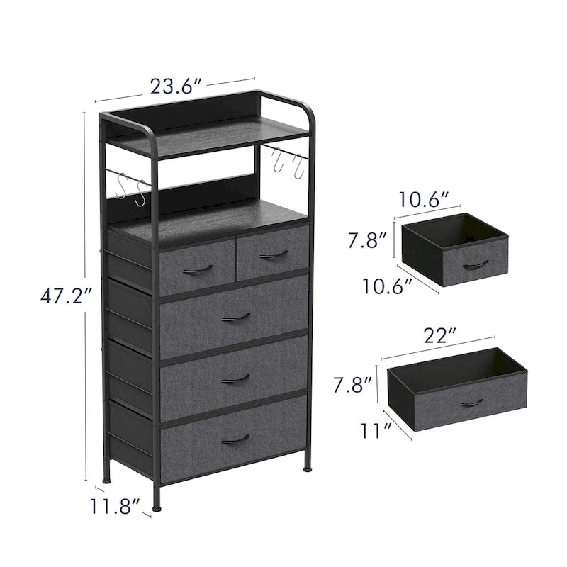 5 Drawers Dresser for Bedroom with Shelf