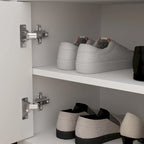35.8W White Storage Bench with Drawers and Padded Seat Cushion
