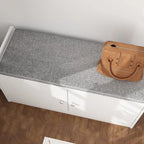 35.8W White Storage Bench with Drawers and Padded Seat Cushion