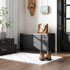 35.8W White Storage Bench with Drawers and Padded Seat Cushion