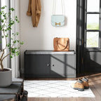 35.8W White Storage Bench with Drawers and Padded Seat Cushion