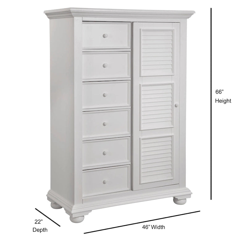 Commode de gentleman en bois blanc coquille d'œuf Beachcrest