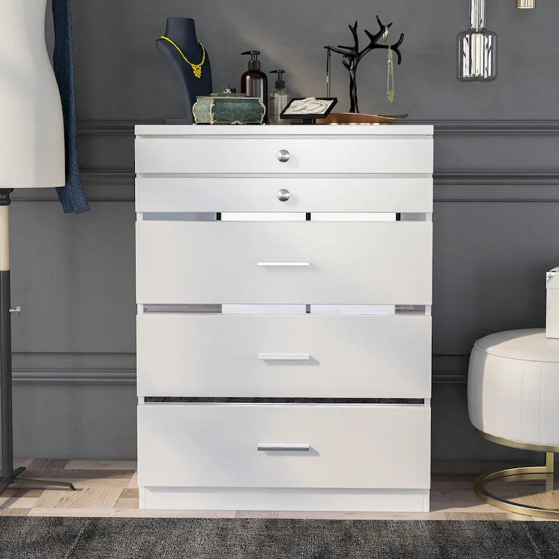 Mary Glam - Armoire à bijoux à 5 tiroirs avec feutre par Furniture of America