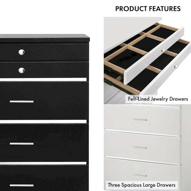 Mary Glam - Armoire à bijoux à 5 tiroirs avec feutre par Furniture of America