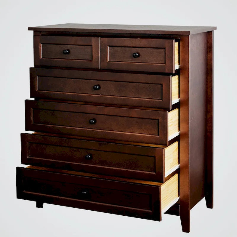 Commode 6 tiroirs en bois massif laqué