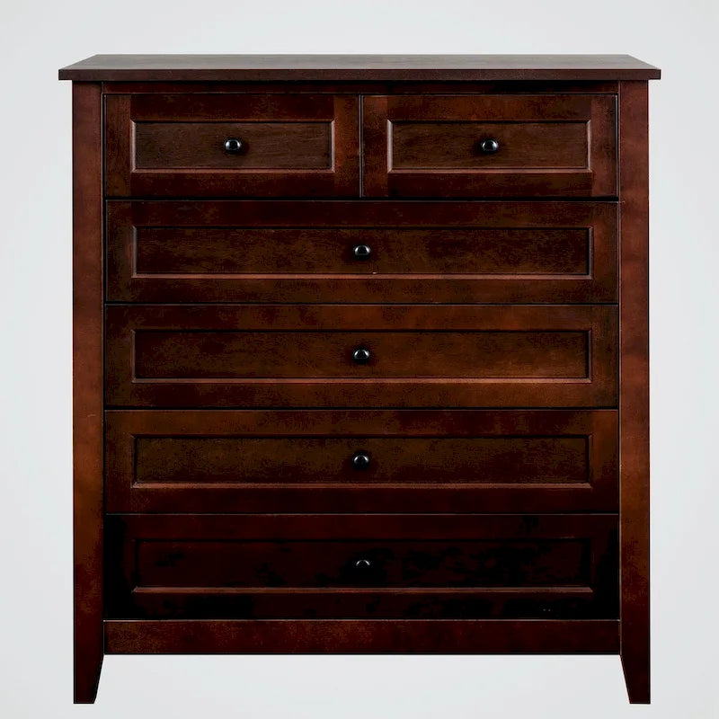 Commode 6 tiroirs en bois massif laqué