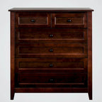 Commode 6 tiroirs en bois massif laqué