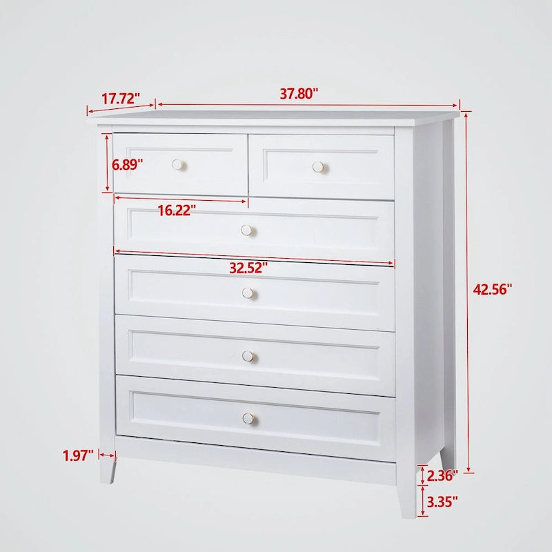Commode 6 tiroirs en bois massif laqué