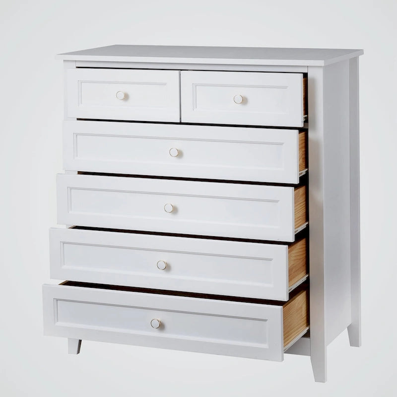 Commode 6 tiroirs en bois massif laqué