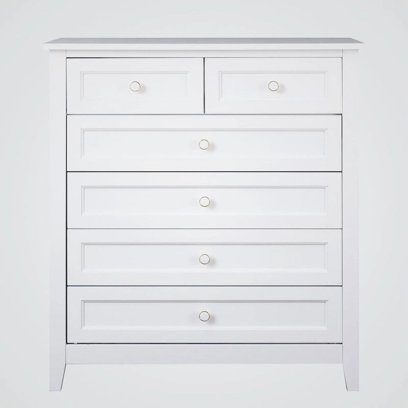 Commode 6 tiroirs en bois massif laqué