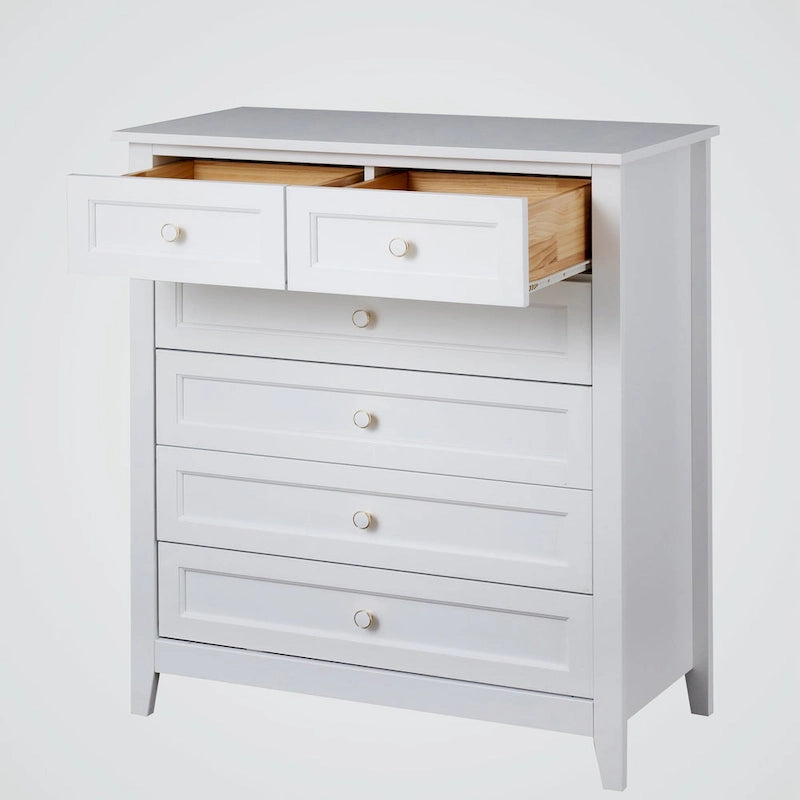 Commode 6 tiroirs en bois massif laqué