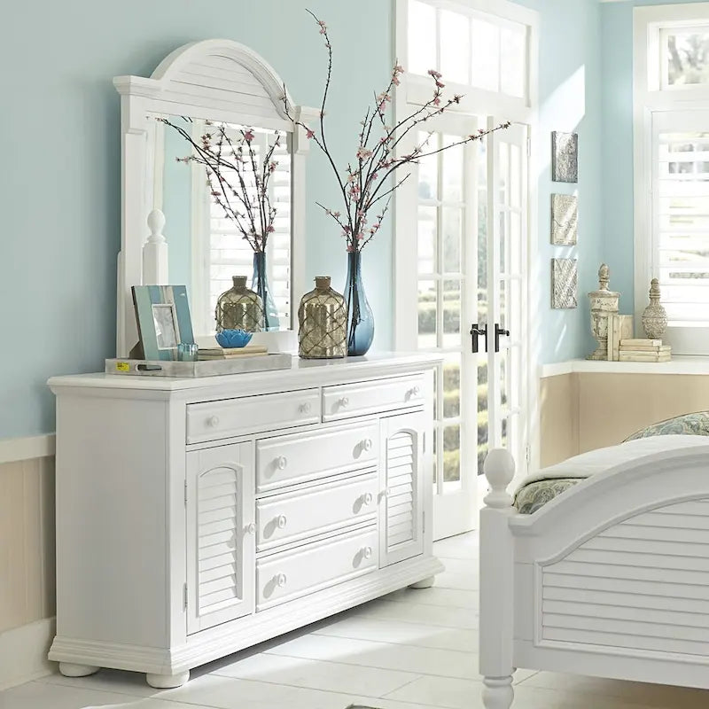 Commode Summer House I blanc huître 2 portes 5 tiroirs