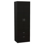 TUHOME Lisboa Armoire avec deux portes, deux tiroirs et une tringle de suspension