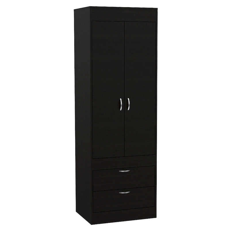 TUHOME Lisboa Armoire avec deux portes, deux tiroirs et une tringle de suspension
