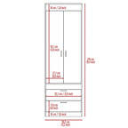 TUHOME Lisboa Armoire avec deux portes, deux tiroirs et une tringle de suspension