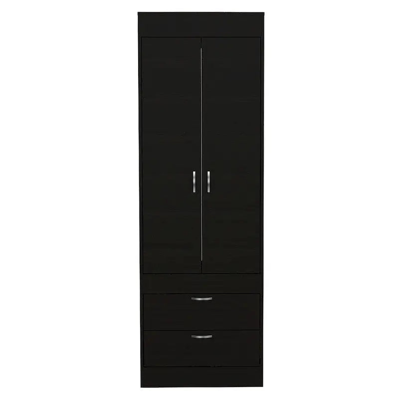 TUHOME Lisboa Armoire avec deux portes, deux tiroirs et une tringle de suspension