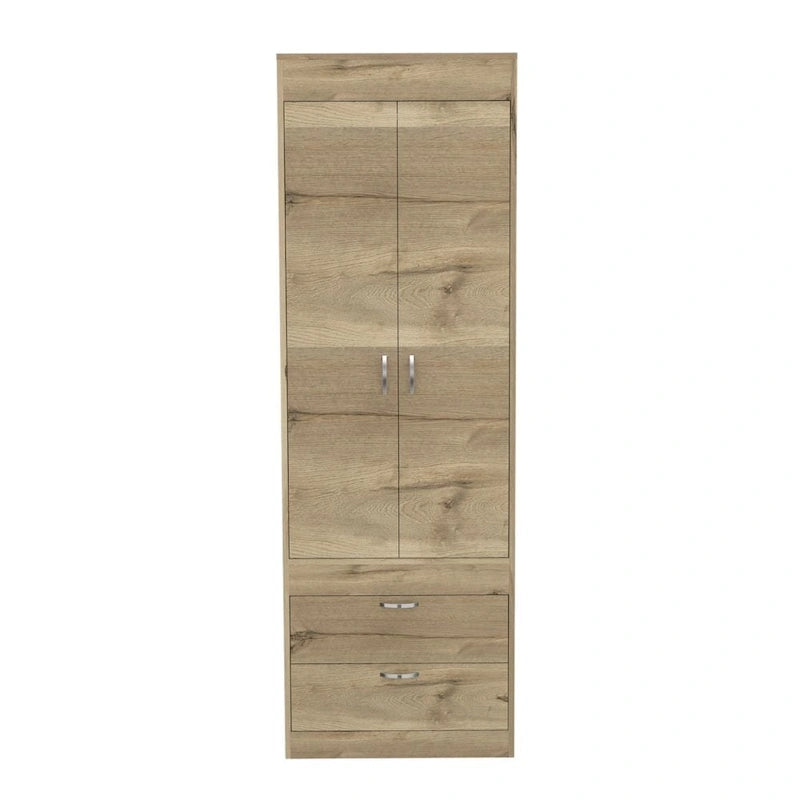 TUHOME Lisboa Armoire avec deux portes, deux tiroirs et une tringle de suspension