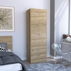 TUHOME Lisboa Armoire avec deux portes, deux tiroirs et une tringle de suspension
