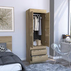 TUHOME Lisboa Armoire avec deux portes, deux tiroirs et une tringle de suspension