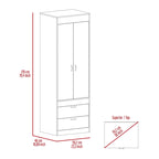 TUHOME Lisboa Armoire avec deux portes, deux tiroirs et une tringle de suspension