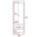 TUHOME Lisboa Armoire avec deux portes, deux tiroirs et une tringle de suspension