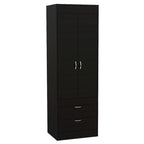 TUHOME Lisboa Armoire avec deux portes, deux tiroirs et une tringle de suspension