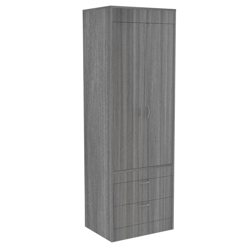 TUHOME Lisboa Armoire avec deux portes, deux tiroirs et une tringle de suspension