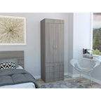 TUHOME Lisboa Armoire avec deux portes, deux tiroirs et une tringle de suspension