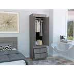 TUHOME Lisboa Armoire avec deux portes, deux tiroirs et une tringle de suspension