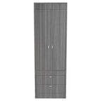 TUHOME Lisboa Armoire avec deux portes, deux tiroirs et une tringle de suspension