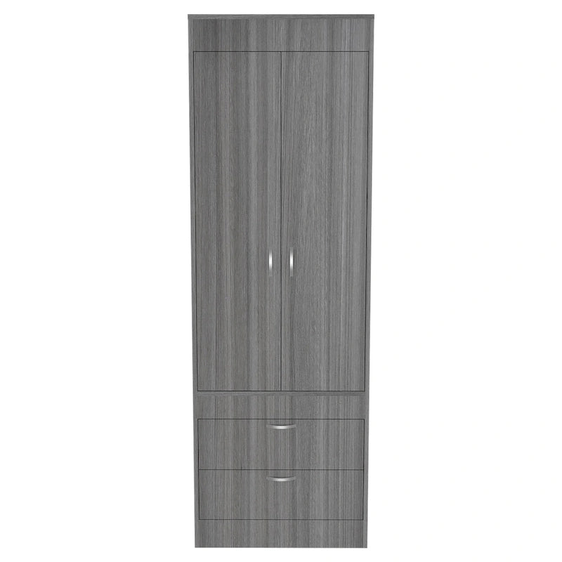 TUHOME Lisboa Armoire avec deux portes, deux tiroirs et une tringle de suspension