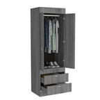 TUHOME Lisboa Armoire avec deux portes, deux tiroirs et une tringle de suspension