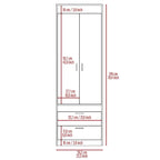 TUHOME Lisboa Armoire avec deux portes, deux tiroirs et une tringle de suspension
