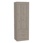 TUHOME Lisboa Armoire avec deux portes, deux tiroirs et une tringle de suspension