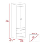 TUHOME Lisboa Armoire avec deux portes, deux tiroirs et une tringle de suspension