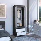 TUHOME Lisboa Armoire avec deux portes, deux tiroirs et une tringle de suspension