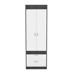 TUHOME Lisboa Armoire avec deux portes, deux tiroirs et une tringle de suspension