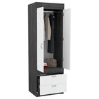 TUHOME Lisboa Armoire avec deux portes, deux tiroirs et une tringle de suspension