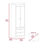 TUHOME Lisboa Armoire avec deux portes, deux tiroirs et une tringle de suspension