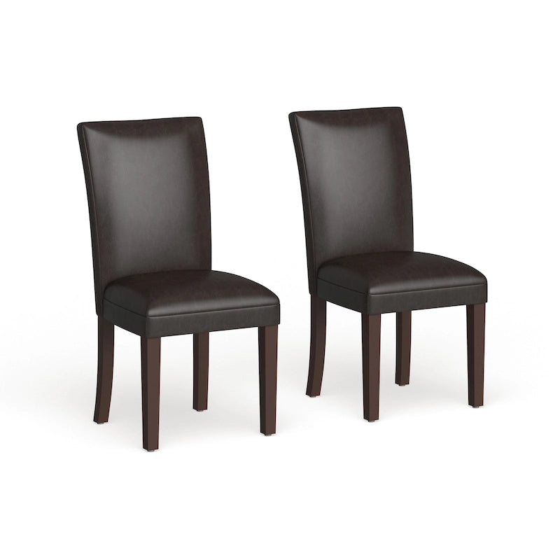 Chaises de salle à manger Parsons Homepop – Similicuir marron – lot de 2