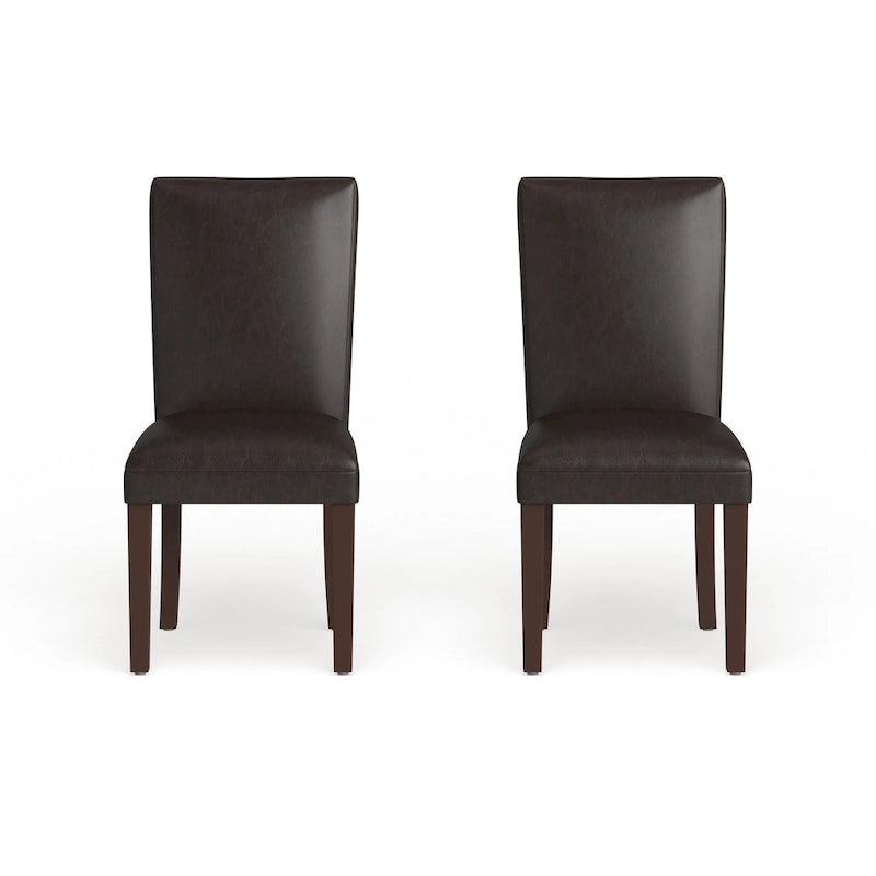 Chaises de salle à manger Parsons Homepop – Similicuir marron – lot de 2