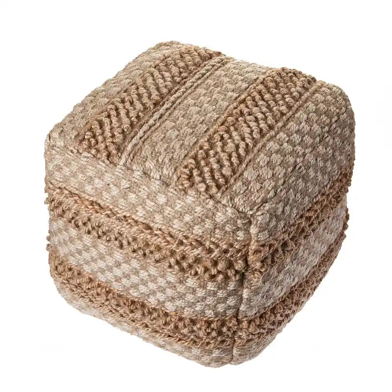 Sevita Natural Jute Checkered Pouf