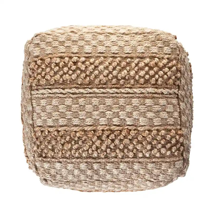 Sevita Natural Jute Checkered Pouf