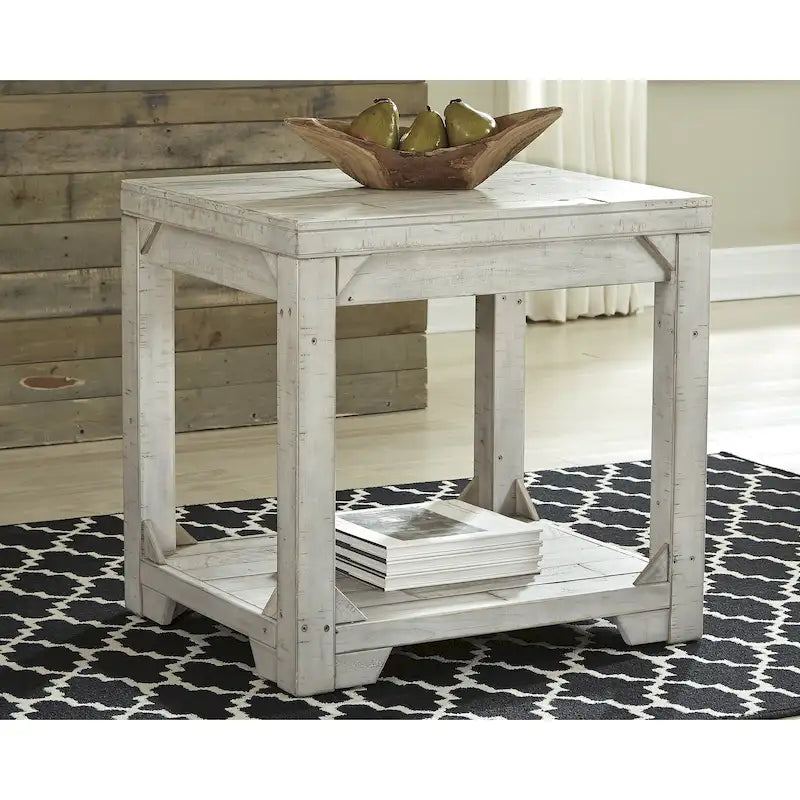 Table d'appoint rectangulaire décontractée Fregine Whitewash