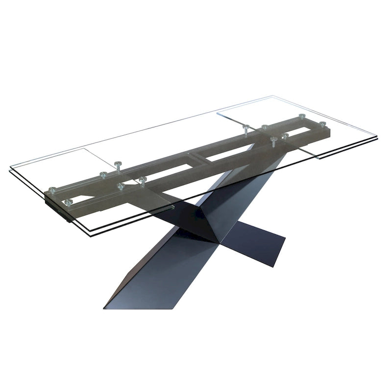 Table à manger extensible DAVEE avec plateau en verre transparent - 106.3*35.43*29.53