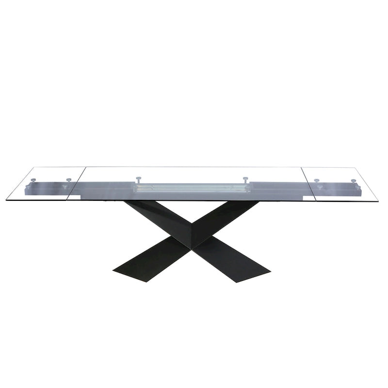Table à manger extensible DAVEE avec plateau en verre transparent - 106.3*35.43*29.53